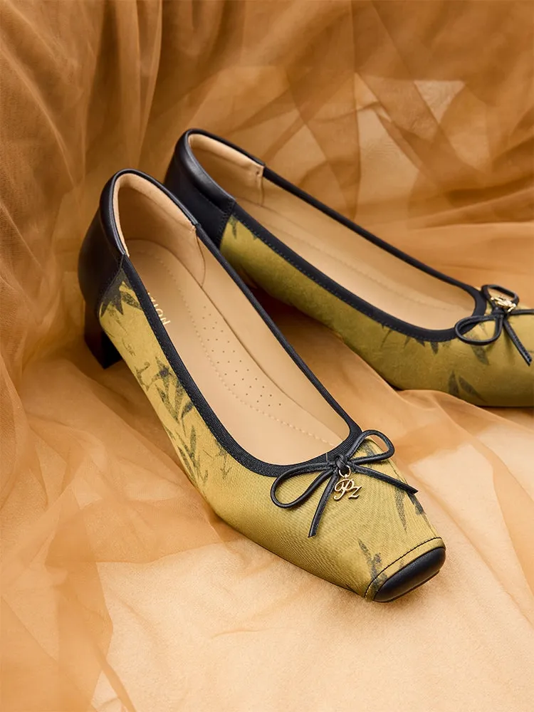 Ashlyn Printed Bow Heels