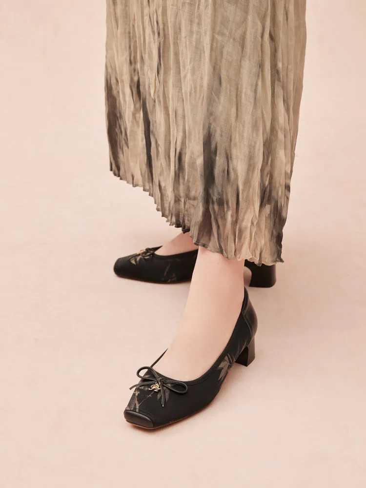 Ashlyn Printed Bow Heels