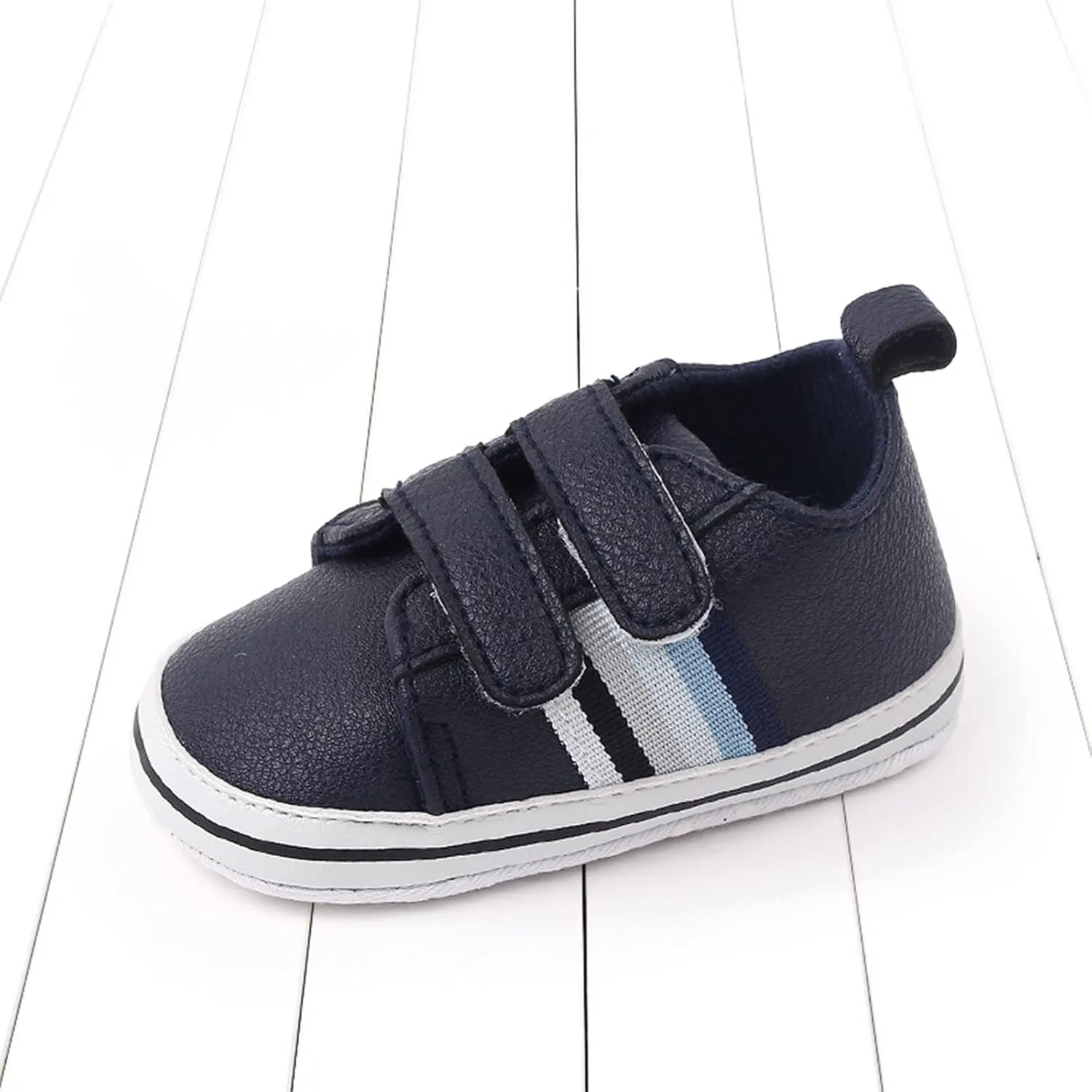 Baby Boys Girls Double Strap Leather Prewalker Sneakers Toddler Infant Anti-Slip Soft Lightweight First Step Shoes