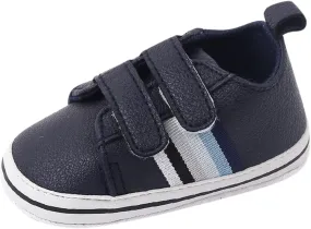 Baby Boys Girls Double Strap Leather Prewalker Sneakers Toddler Infant Anti-Slip Soft Lightweight First Step Shoes