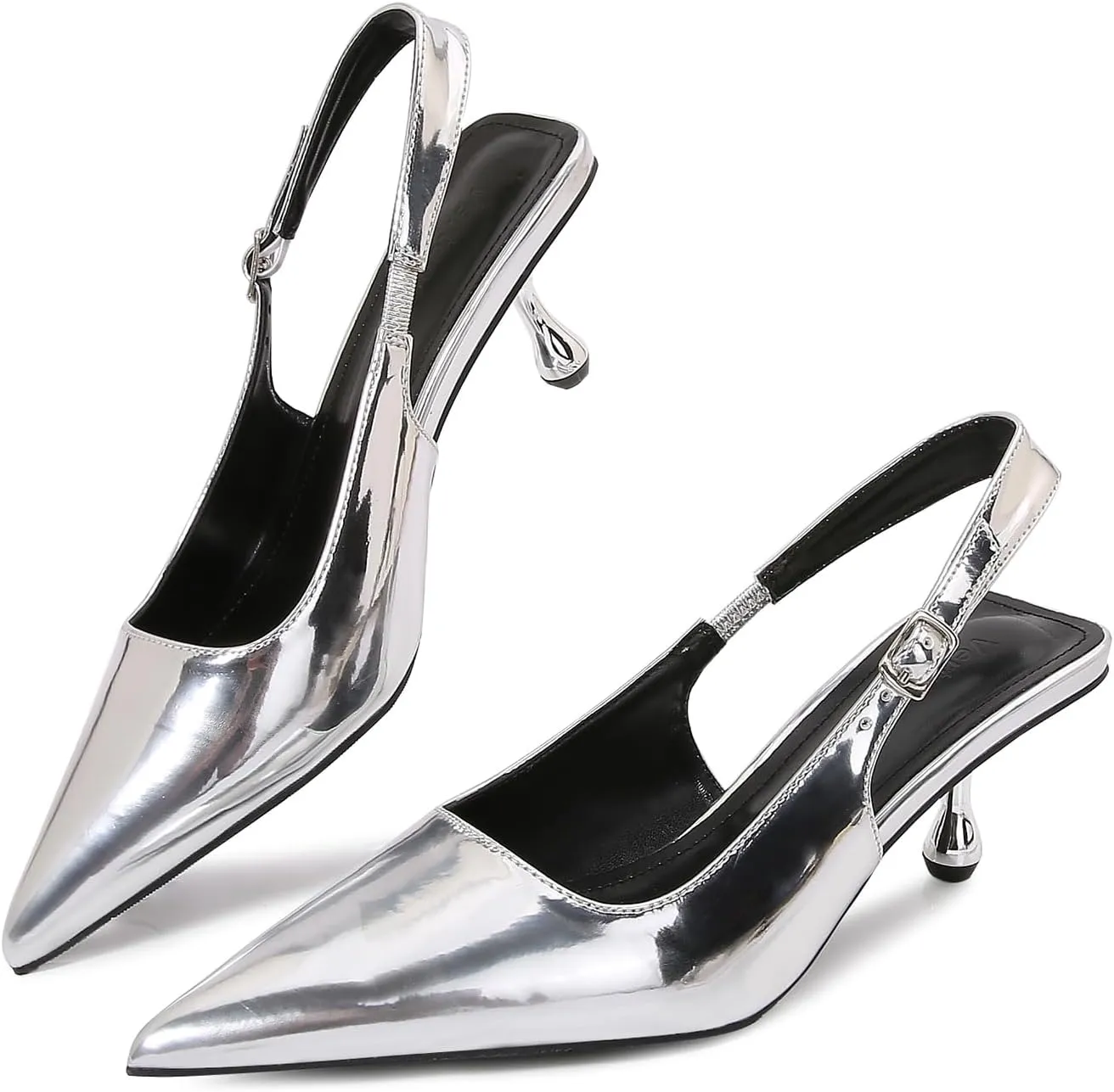 Beauty Cry Women's Slingback Pumps Kitten Low Heel Pointed Toe Heels Elegant Party Dress Shoes