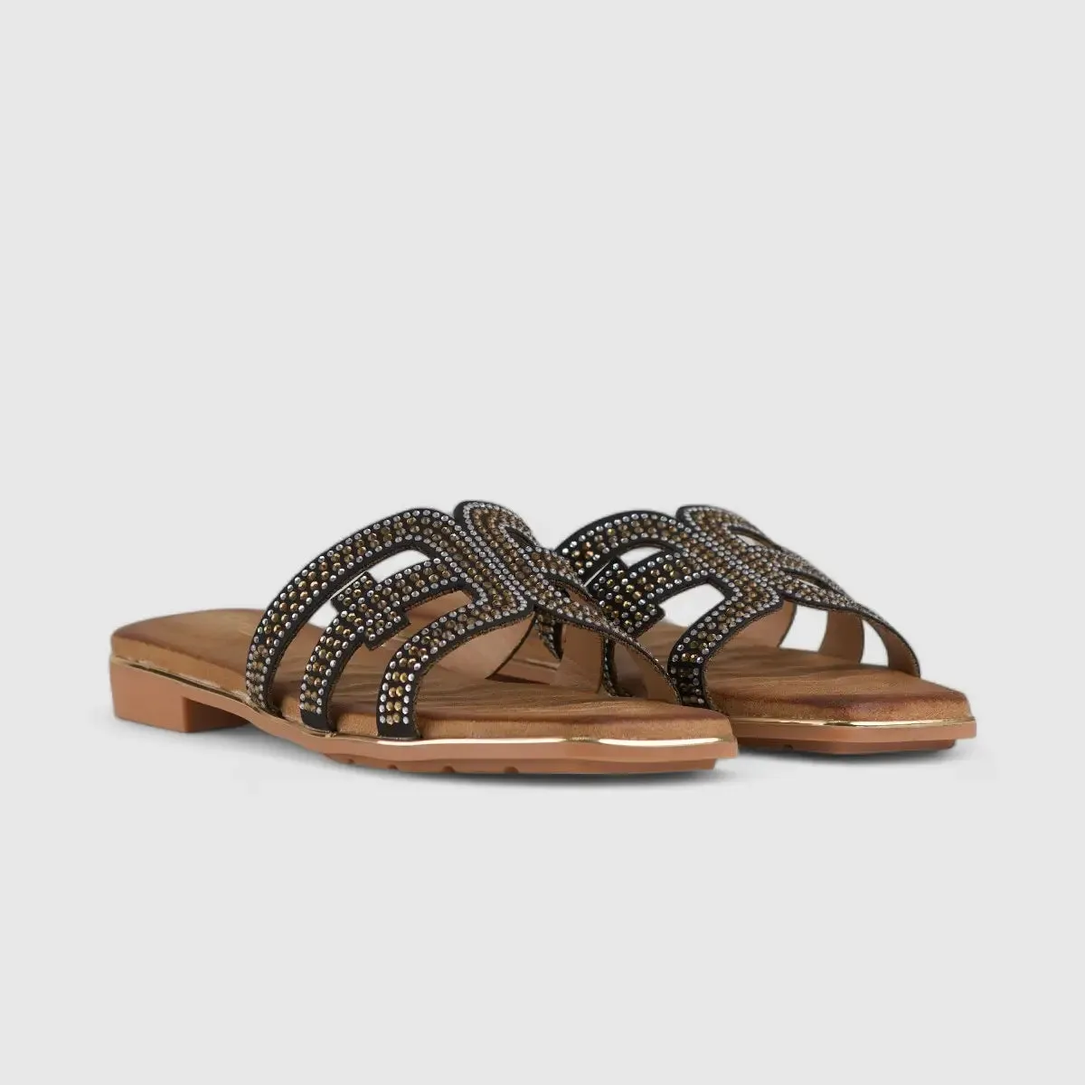 Bulbul Flat Bling Sandal Black HAR010