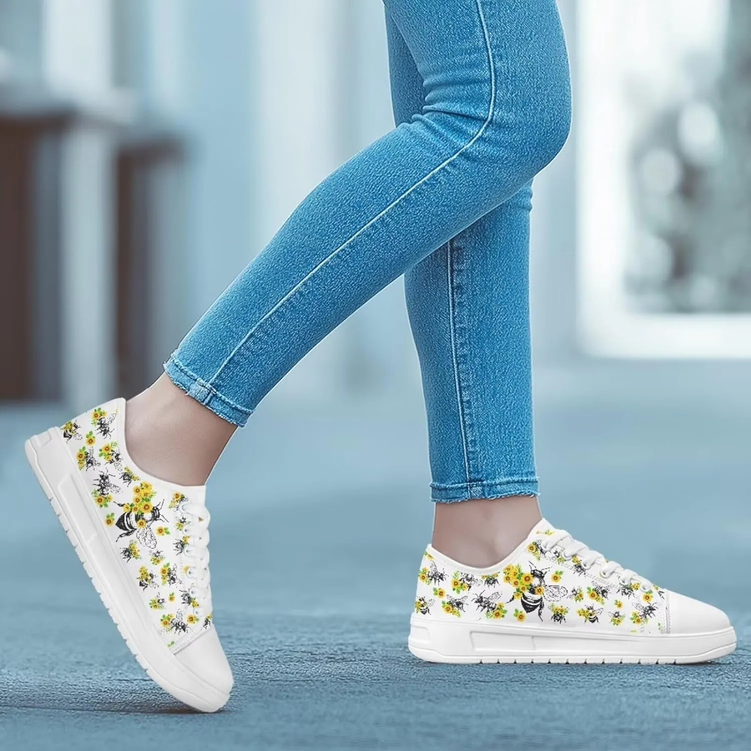 Canvas Slip on Shoes for Women Trendy Low Top Barefoot Sneakers Lace Up Design Walking Flats