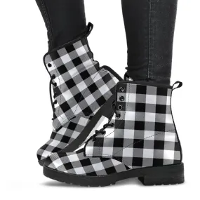 Combat Boots-Black and White Series 103, Vegan Leather
