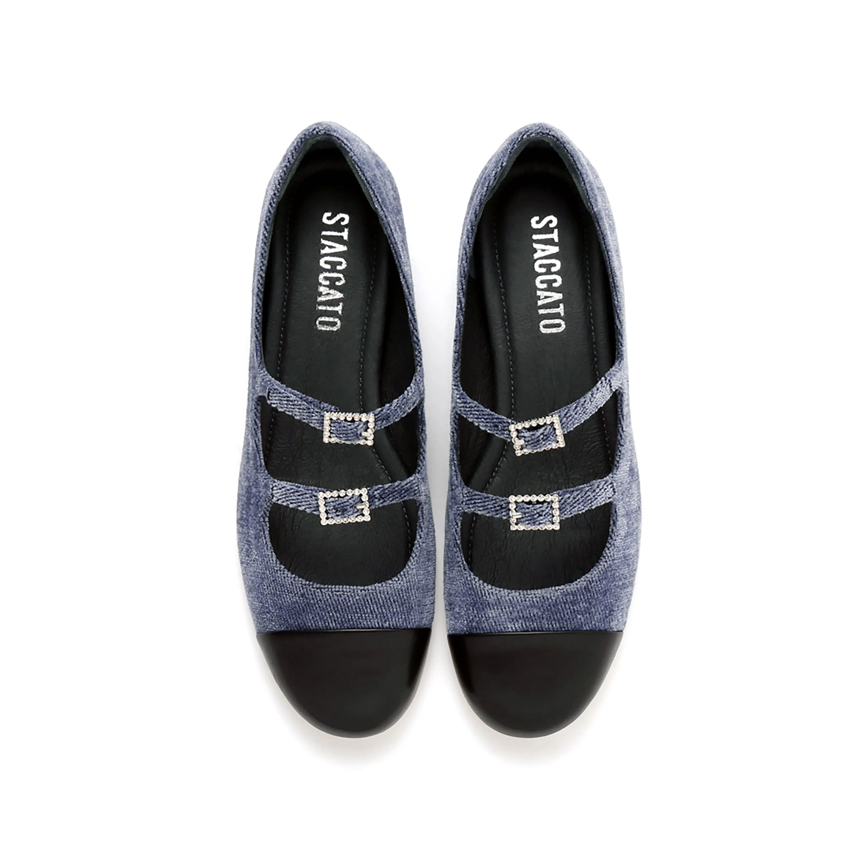Corduroy Toe Cap Mary Jane Flats