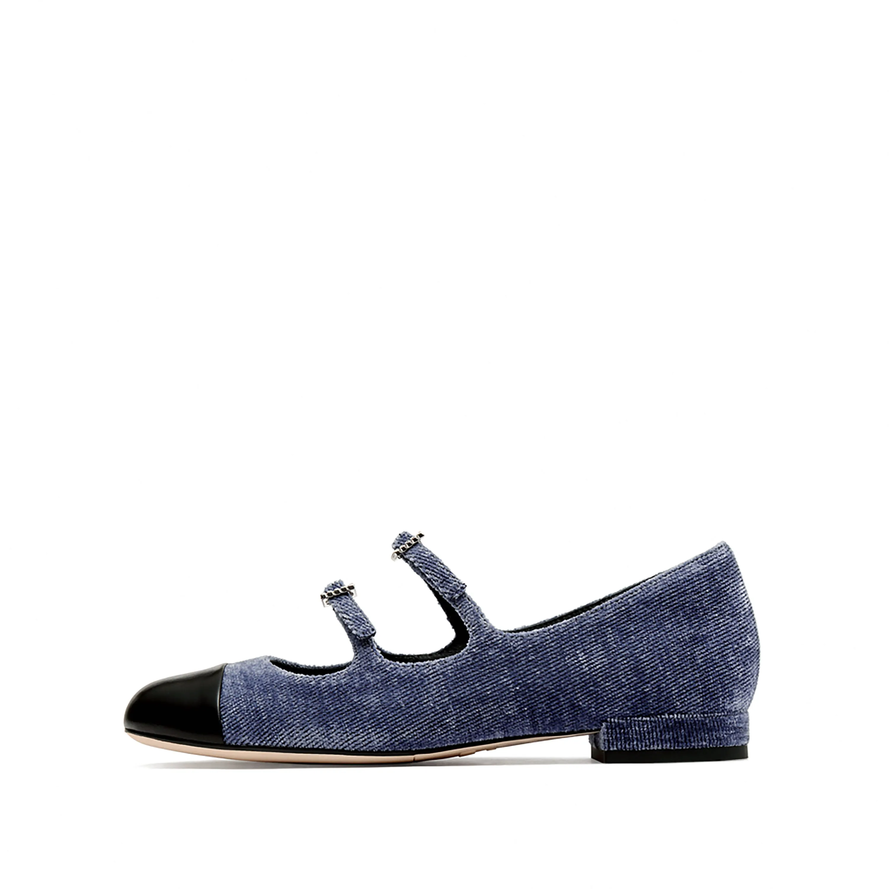 Corduroy Toe Cap Mary Jane Flats