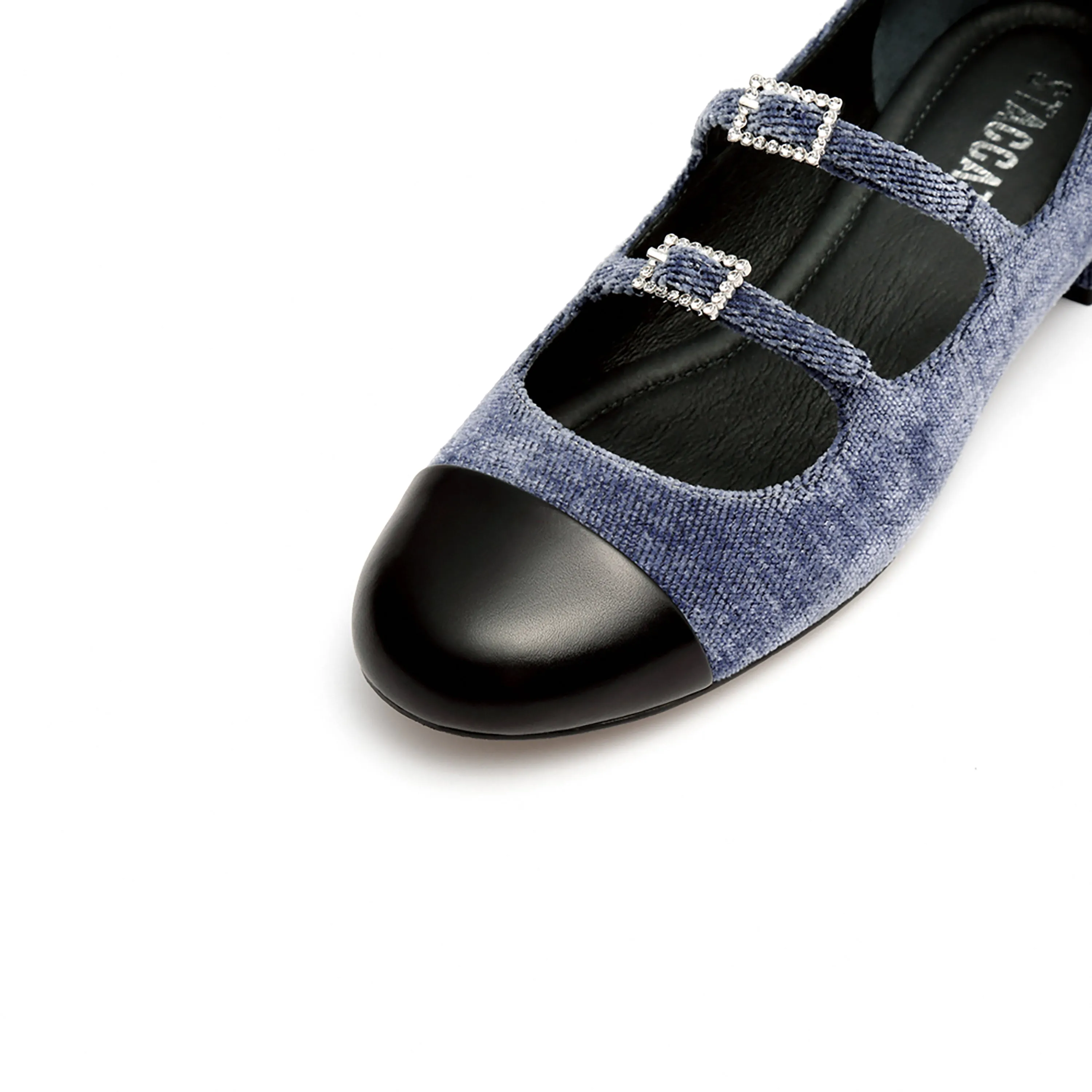 Corduroy Toe Cap Mary Jane Flats