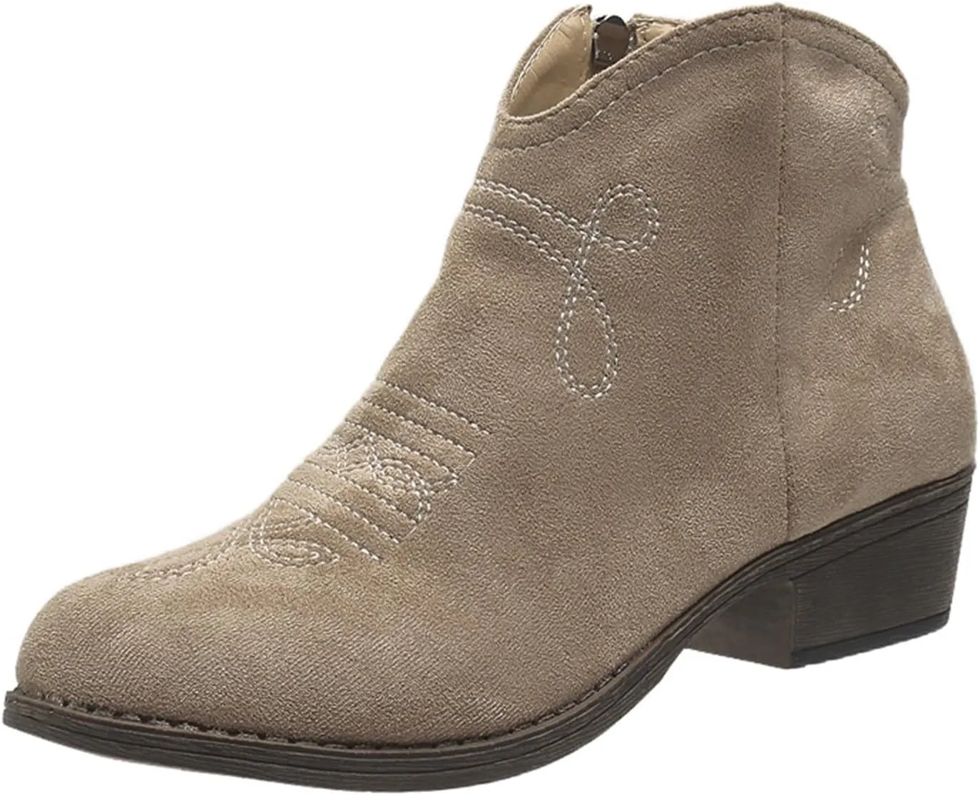 Cowboy Boots for Women Low Heel with Side Zip Western Durable Cowgirl Boots Comfortable Women's Ankle Boots Fashion Booties