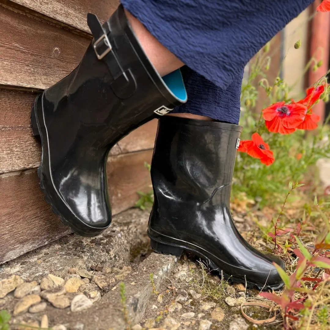 Jileon Mid Calf Rain Boots - Specially Designed For Wide Feet, Ankles or Calves - Half Height Waterproof Durable Wide Calf Rain Boots