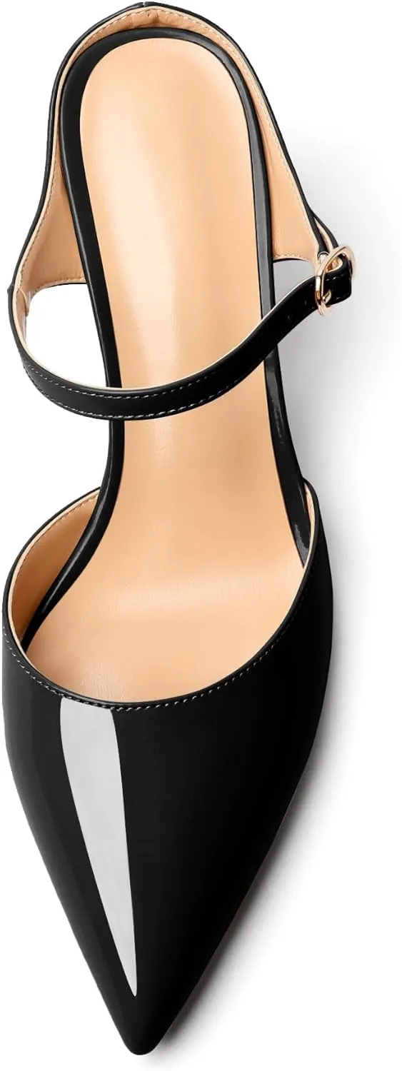 Joseywade Women Mules Low Kitten Heel Mules Slip On Heeled Sandals Cloesd Pointed Toe Dress Pumps Backless Dress Shoes 2.5 Inch