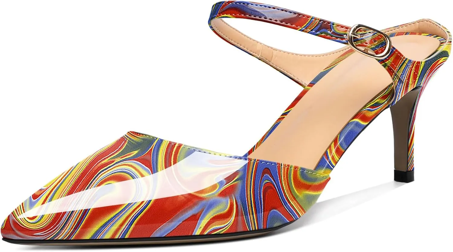 Joseywade Women Mules Low Kitten Heel Mules Slip On Heeled Sandals Cloesd Pointed Toe Dress Pumps Backless Dress Shoes 2.5 Inch