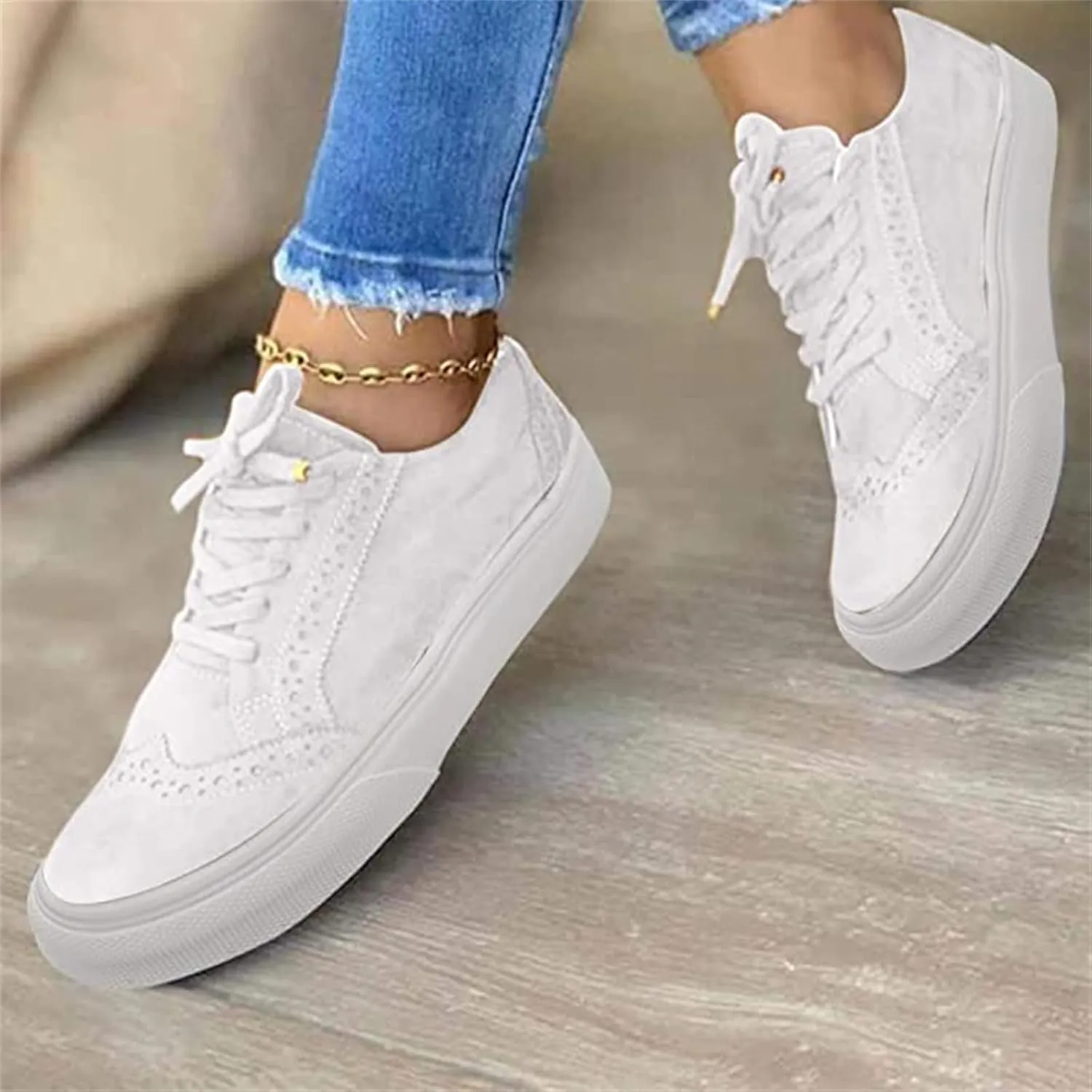 Ladmiple Shoes For Women Sneakers Trendy Slip On Comfort Walking Shoes Fashion Casual Summer Lace Up Platform Loafers