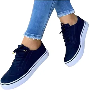 Lausiuoe Shoes For Women Sneakers Cute Leather Low Top Walking Shoes Casual Fashion Slip On Soft Non-Slip Flat Loafers