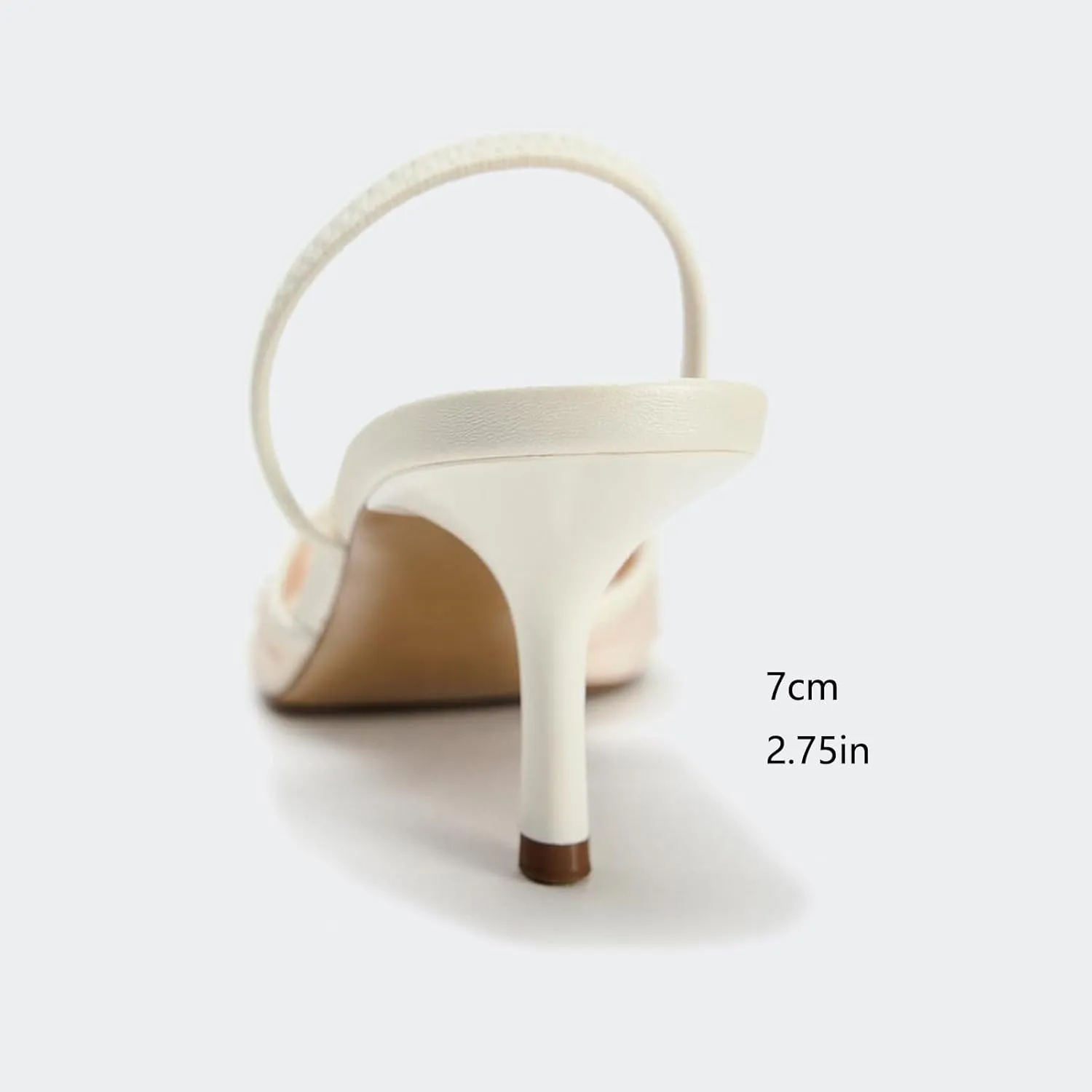 Lymphvity Women's Mesh Embroidered Slingback Heels with Bead Elegant Backless Kitten Heels Pointed Toe Wedding Bridal Dress Pumps Shoes