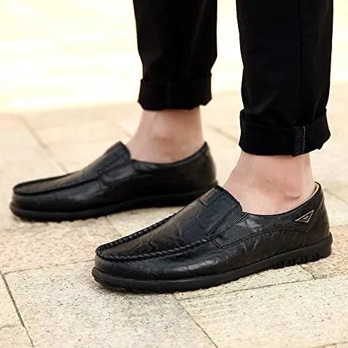 Men's Genuine Leather Casual Slip on Loafers Driving Shoes Breathable Fashion Slipper