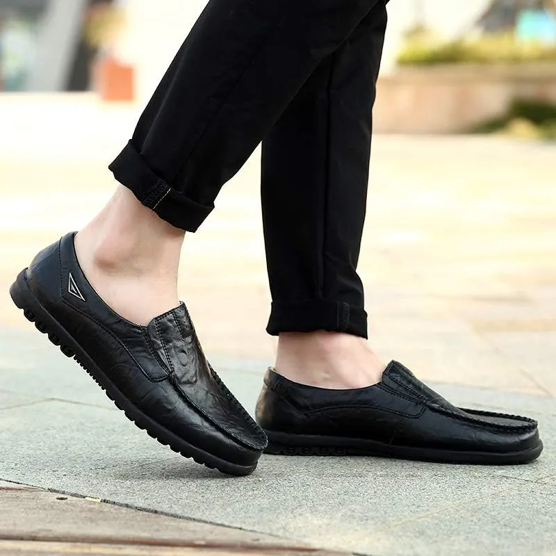 Men's Genuine Leather Casual Slip on Loafers Driving Shoes Breathable Fashion Slipper