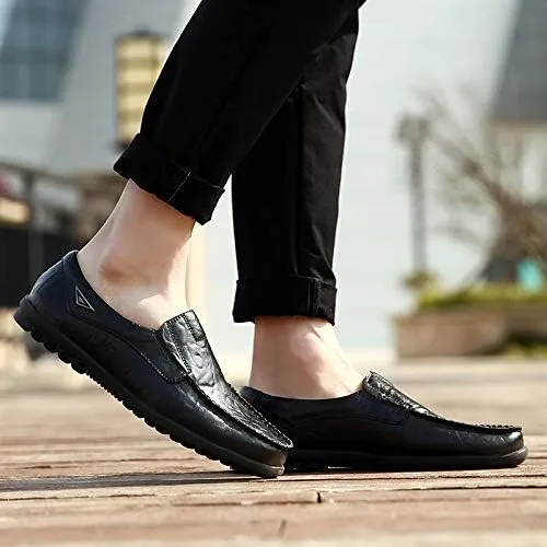 Men's Genuine Leather Casual Slip on Loafers Driving Shoes Breathable Fashion Slipper