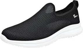 Men's Mesh Slip-On Loafers, Classic Stylish Sneakers, Flat-Soled Casual Lightweight Slipper Comfortable Breathable Walking Shoes, Soft Non-Slip Sole