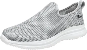 Men's Mesh Slip-On Loafers, Classic Stylish Sneakers, Flat-Soled Casual Lightweight Slipper Comfortable Breathable Walking Shoes, Soft Non-Slip Sole