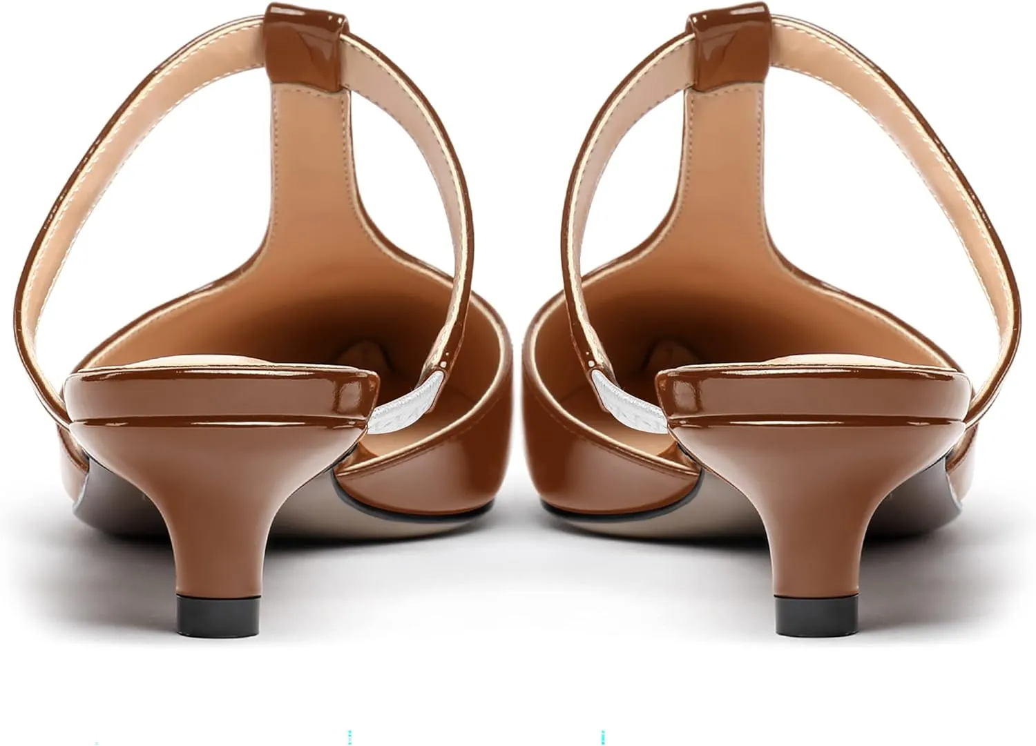 MODENCOCO Women's T Strap Pointed Toe Dress Party Slip On Comfortable Patent Kitten Low Heel Mules Shoes 1.5 Inch