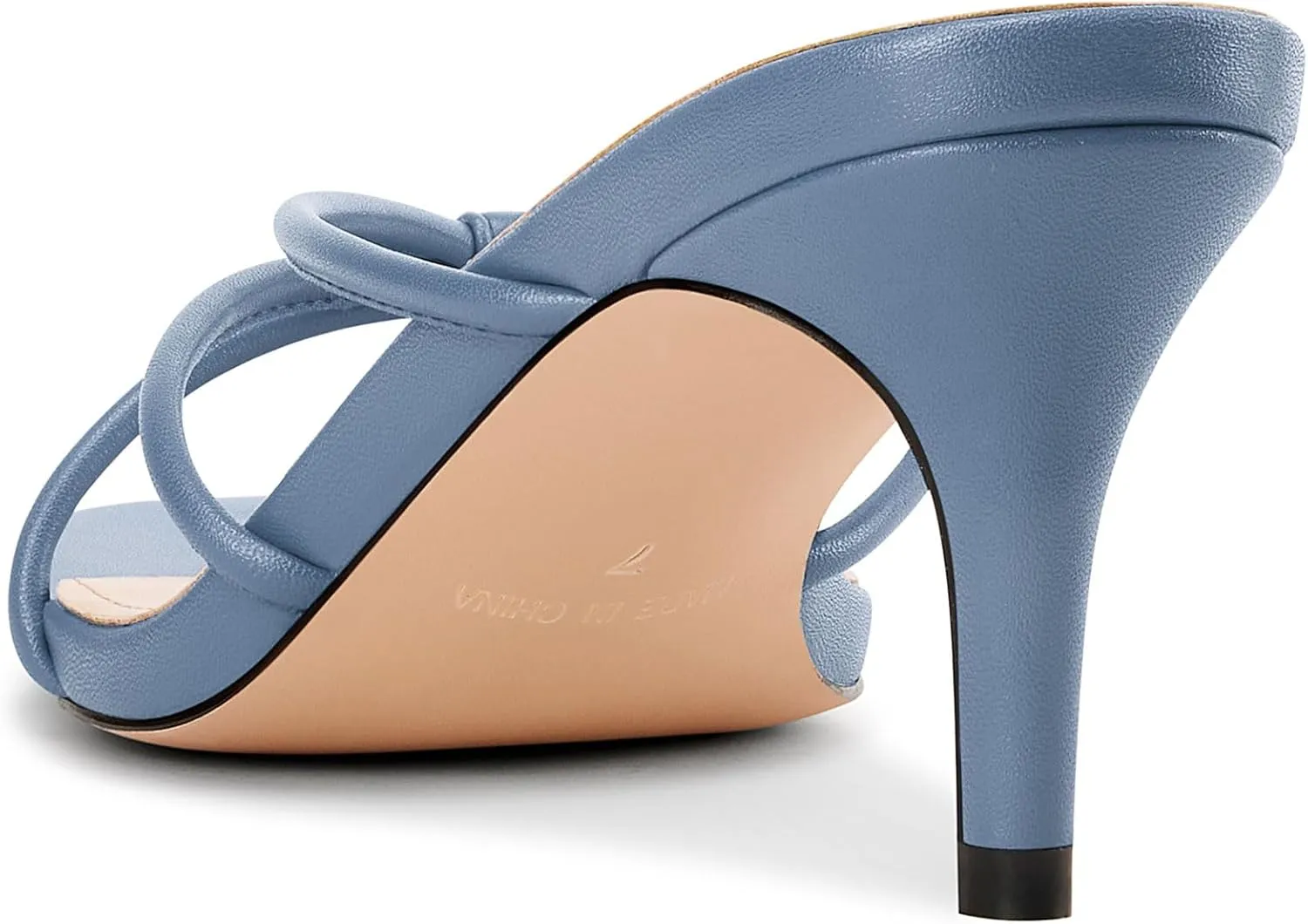 NobleOnly Womens Strappy Kitten Heels Square Open Toe Thong Heels Flip Flop Heels Dress Prom Slip-on Mule Heels 2.6 Inches Heels