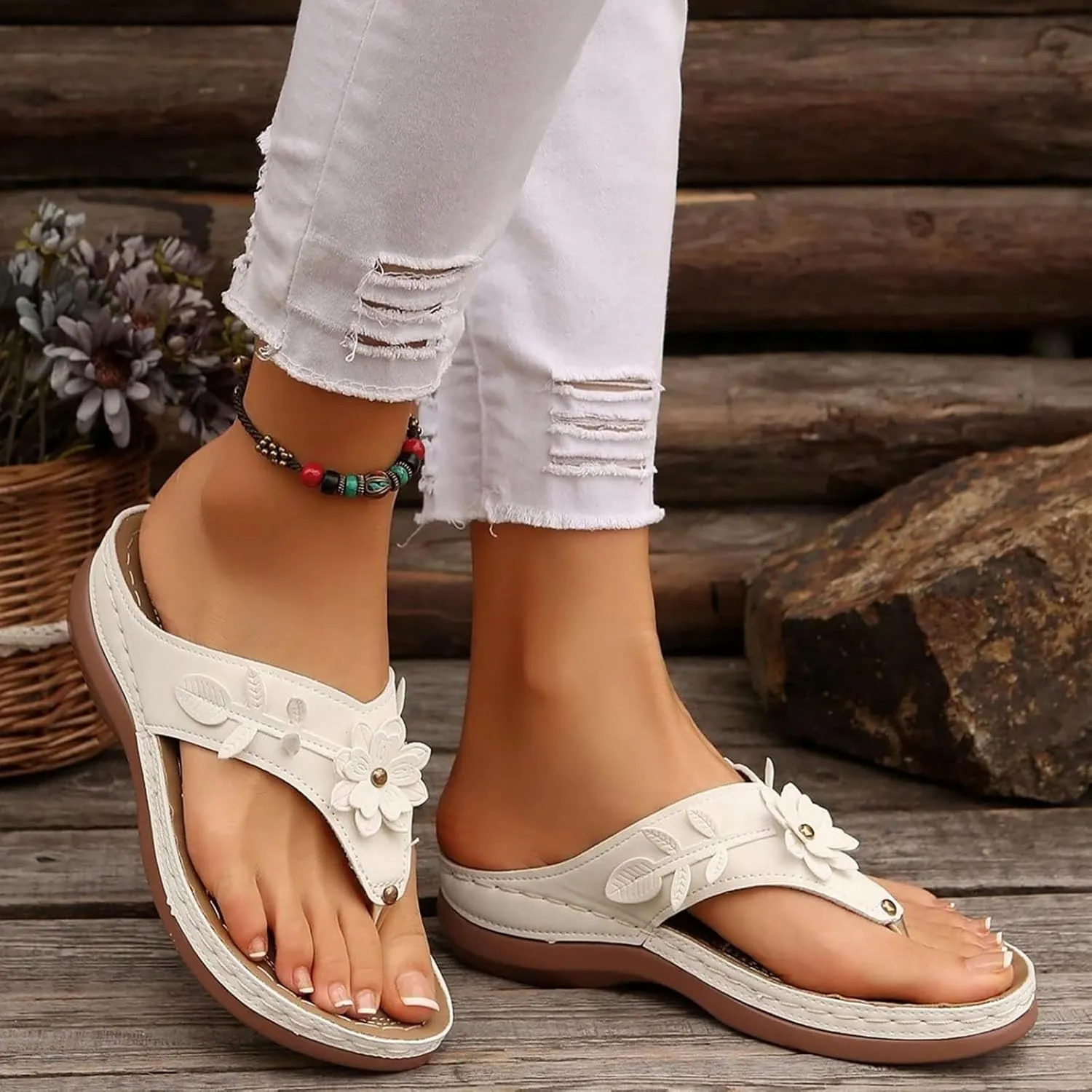 Orthopedic Wedge Sandals for Women Summer Dressy 2025 Flat Open Toe Platform Sandals Casual Flip Flops for Women with Arch Support Silppers Comfortable Slip on Sandals Beach Sandals Dress Shoes