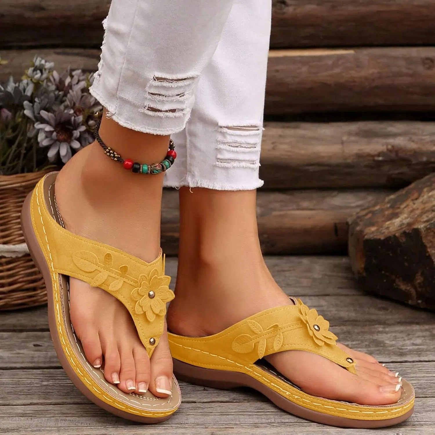 Orthopedic Wedge Sandals for Women Summer Dressy 2025 Flat Open Toe Platform Sandals Casual Flip Flops for Women with Arch Support Silppers Comfortable Slip on Sandals Beach Sandals Dress Shoes