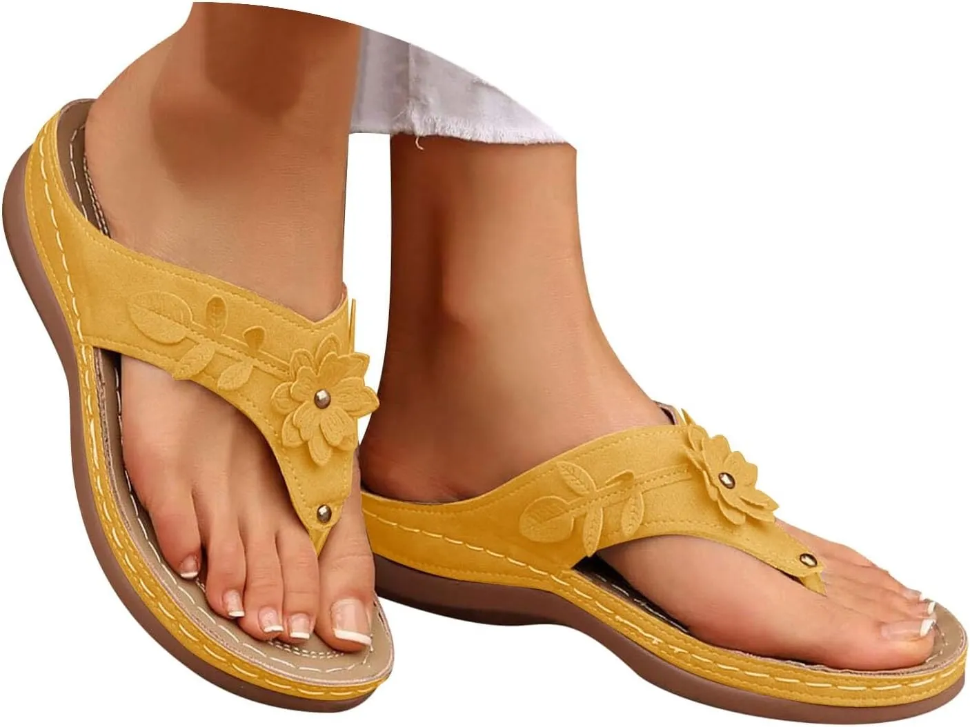 Orthopedic Wedge Sandals for Women Summer Dressy 2025 Flat Open Toe Platform Sandals Casual Flip Flops for Women with Arch Support Silppers Comfortable Slip on Sandals Beach Sandals Dress Shoes