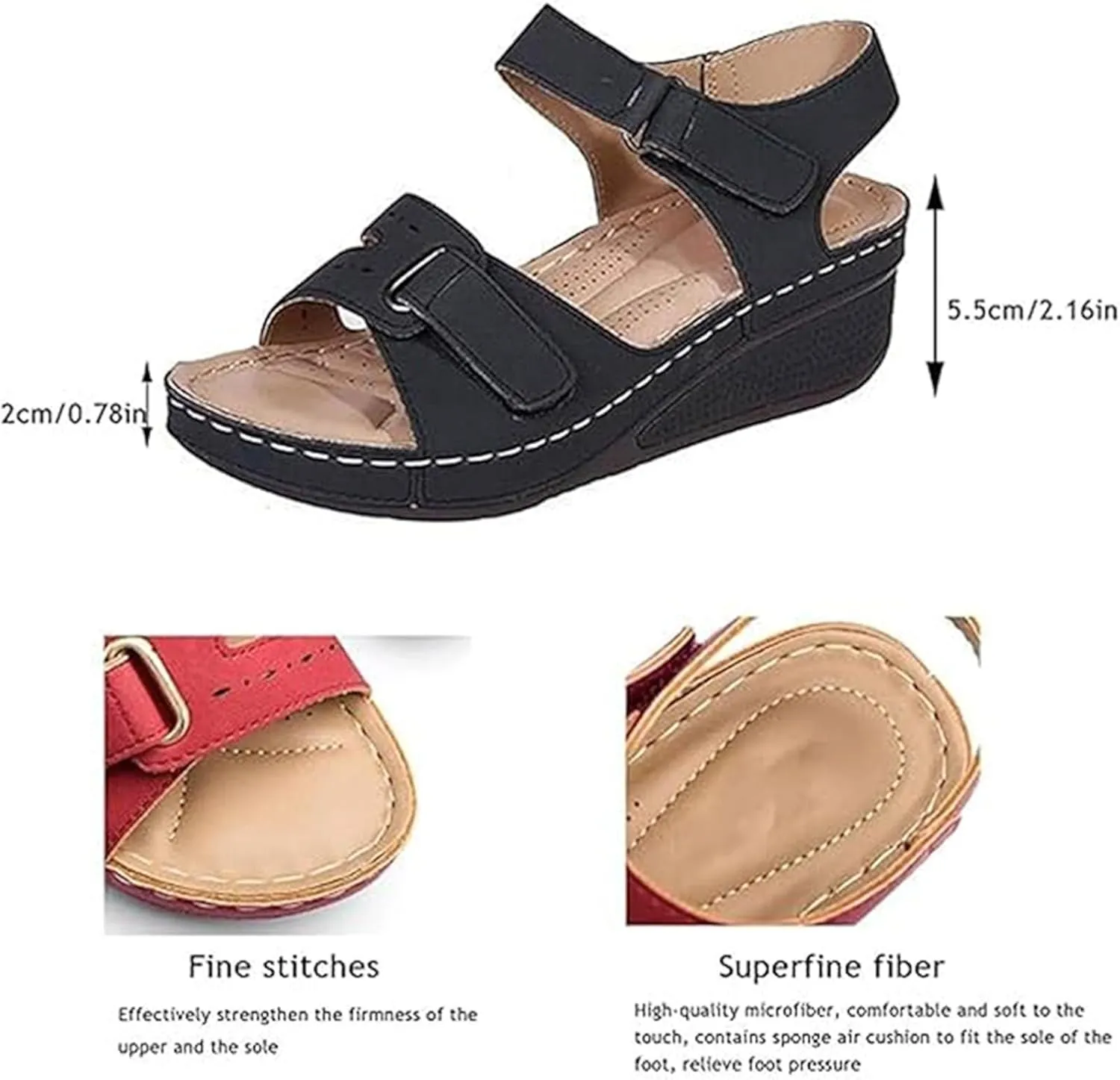 Soft & Stylish Wedge Sandals, Leather Orthopedic Walking Platform Sandals, Wide Wedge Women's Shoes with Arch Support