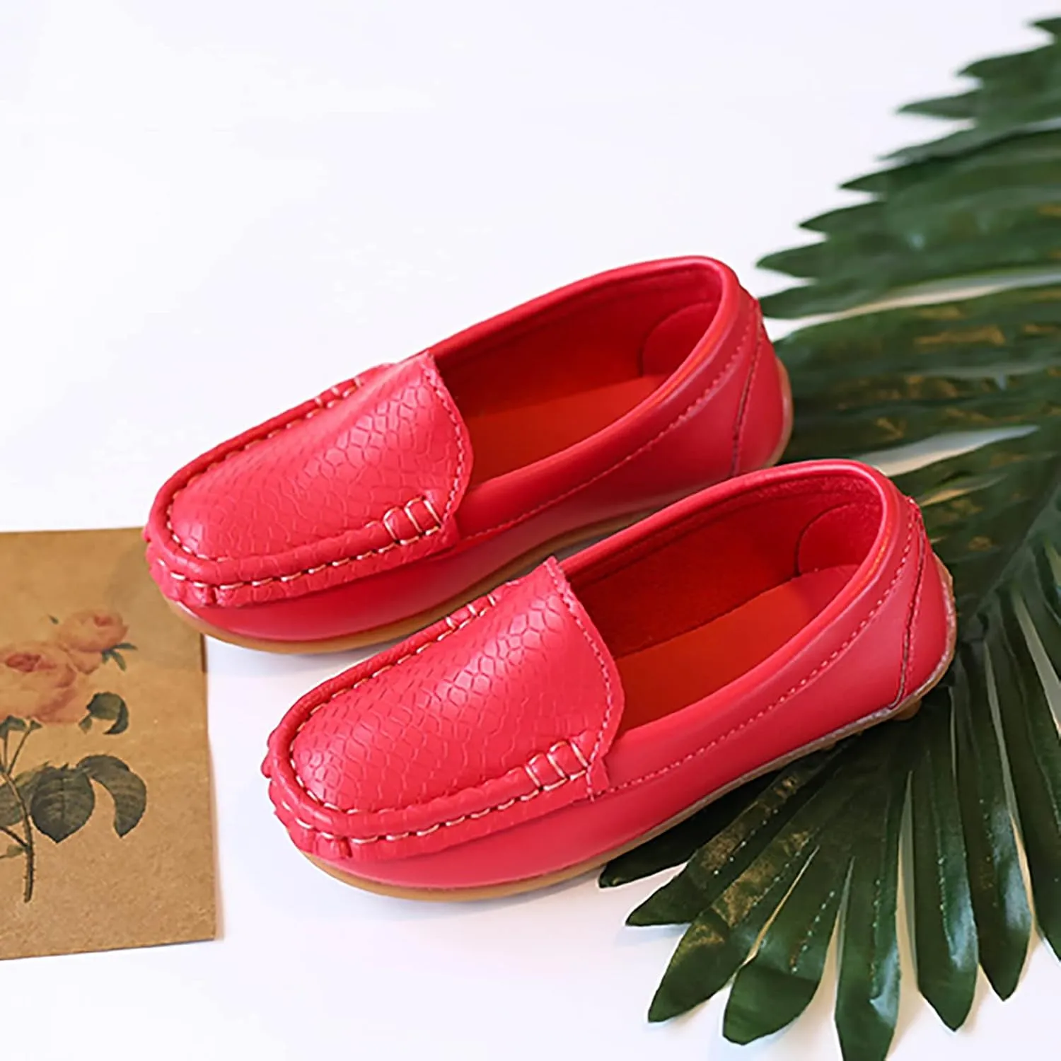 Toddler Boys Little Girls Loafers Soft Slip On Flat Casual Shoes Boat Shoes Casual Shoes Rubber Leather Shoes