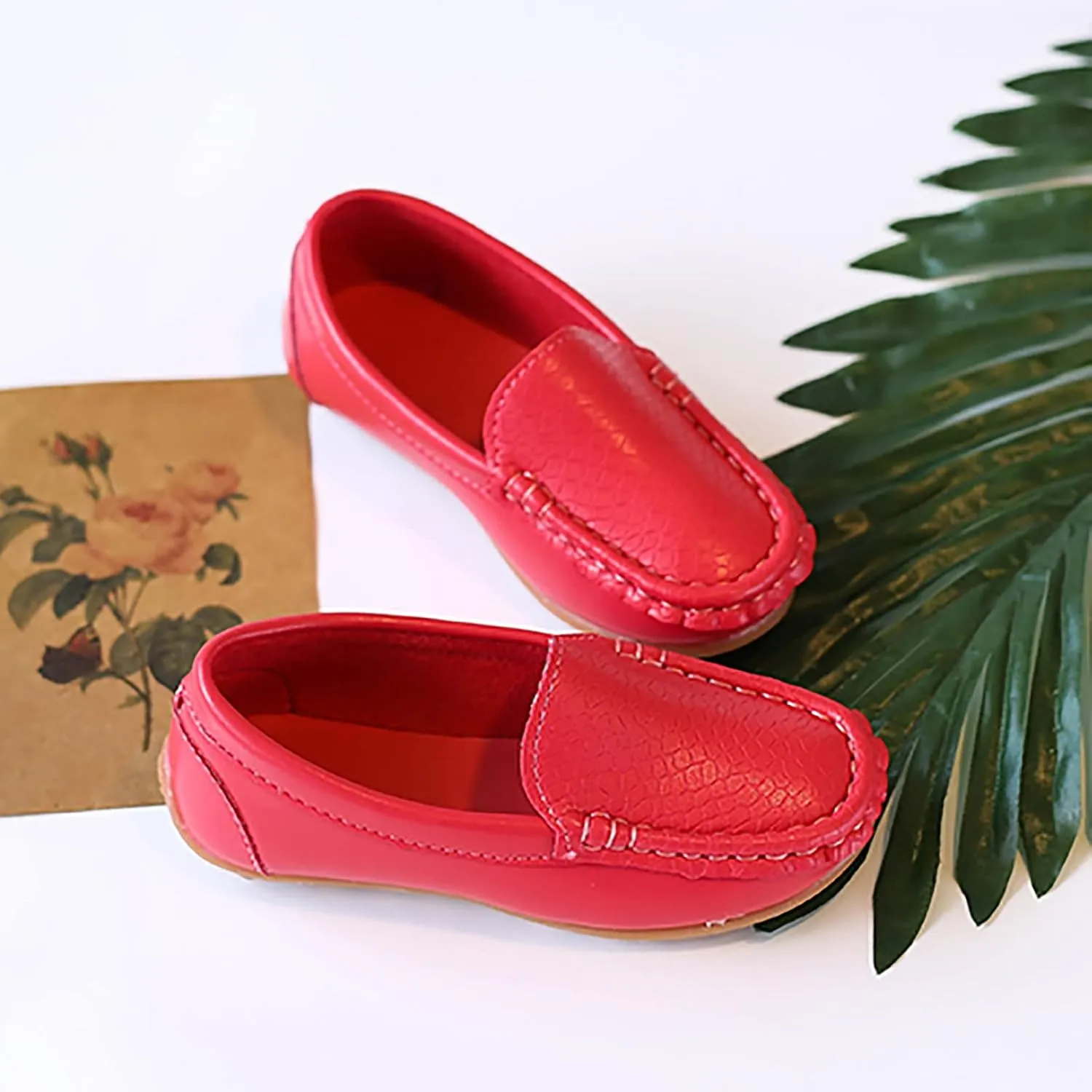Toddler Boys Little Girls Loafers Soft Slip On Flat Casual Shoes Boat Shoes Casual Shoes Rubber Leather Shoes