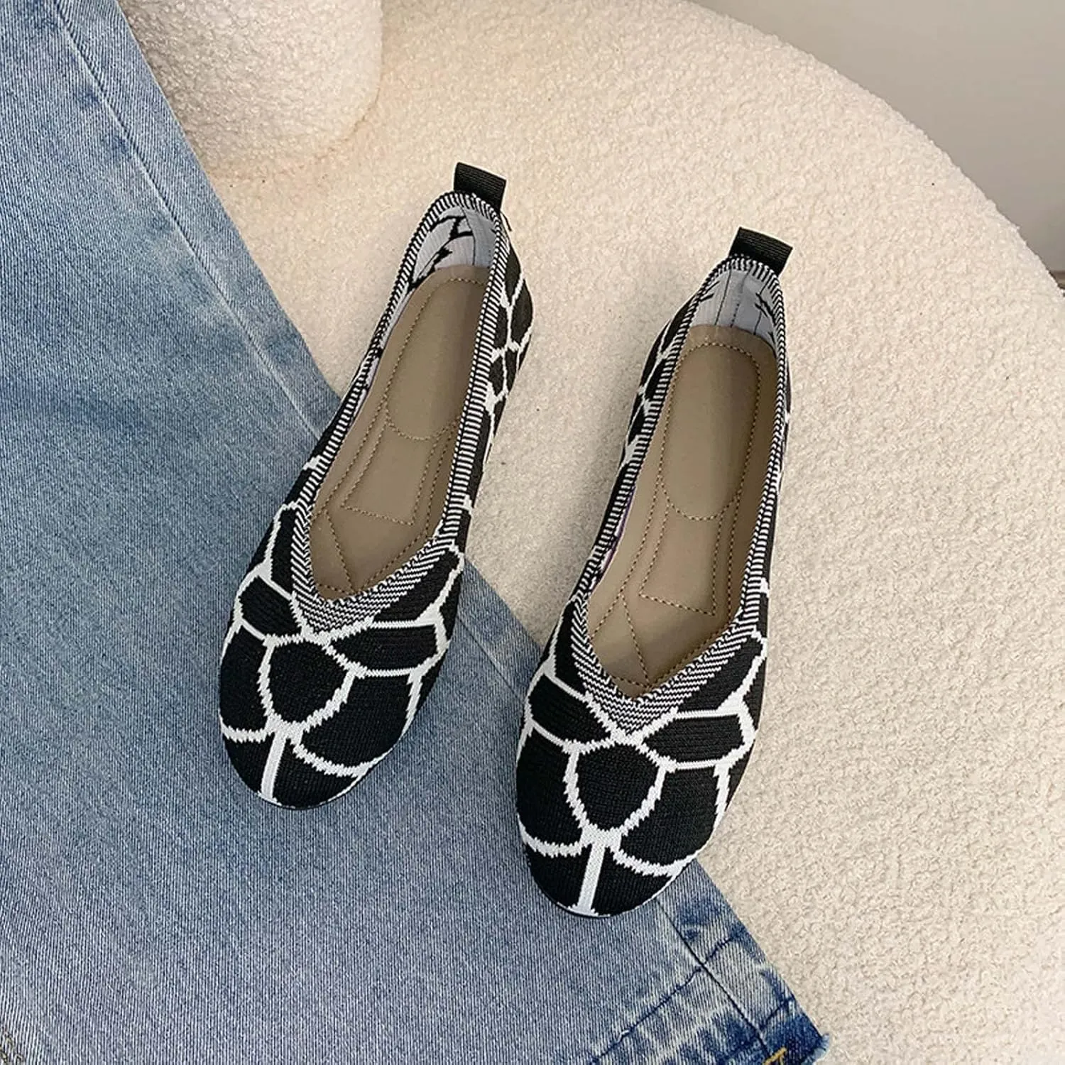 Women Fashion Loafers Shoe Casual Spring Summer Round Toe Canvas Shoes Slip on Flats Walking Work Out Beach Sandals Slippers
