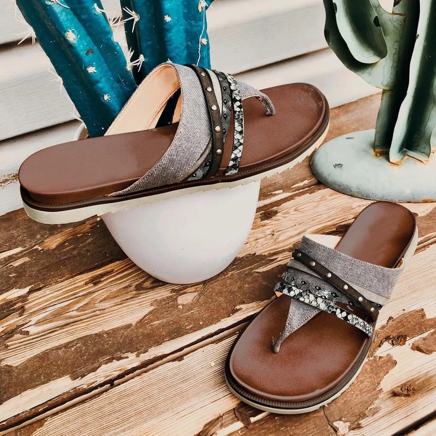 Women's Cloth Splicing Stylish Sandals Clip Toe Colorblock Bohemian Slipper Slip on Flip Flop Anti-Slip Thong Sandal