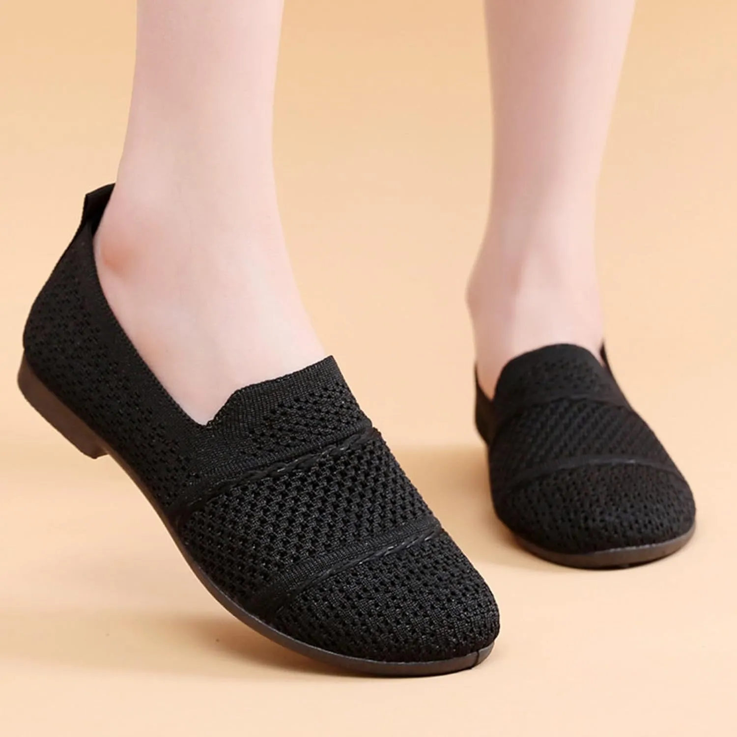 Women's Low Heel Casual Shoes Soft Sole Slip On Loafers Comfortable Wide Width Orthopedic Sneakers Breathable Lightweight Work Shoes