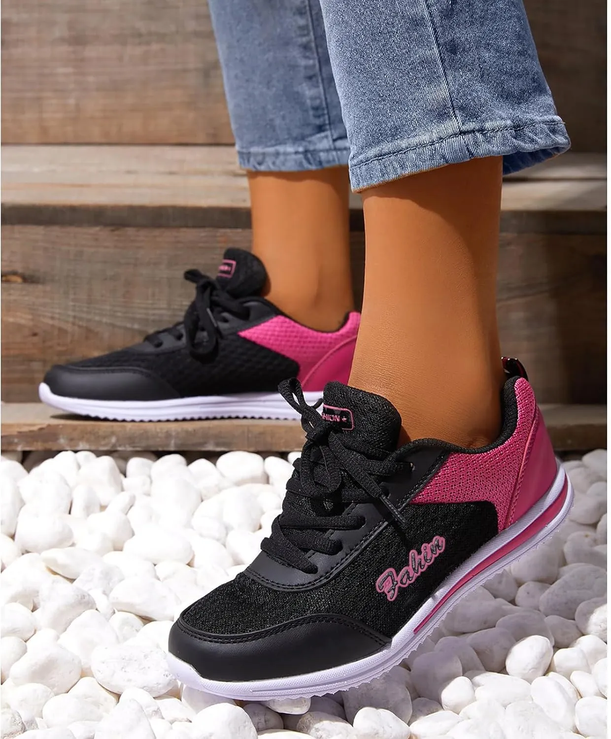 Women's L𝐨w Heel Breathable Shoes Women's Woven Casual Soft Sole Shoes Mesh Slip On Sneakers Wide Width Orthopedic Walking Sneaker