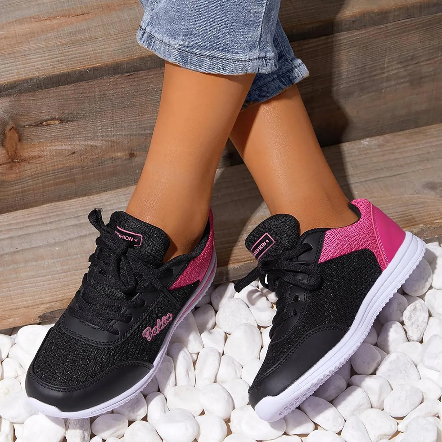 Women's L𝐨w Heel Breathable Shoes Women's Woven Casual Soft Sole Shoes Mesh Slip On Sneakers Wide Width Orthopedic Walking Sneaker