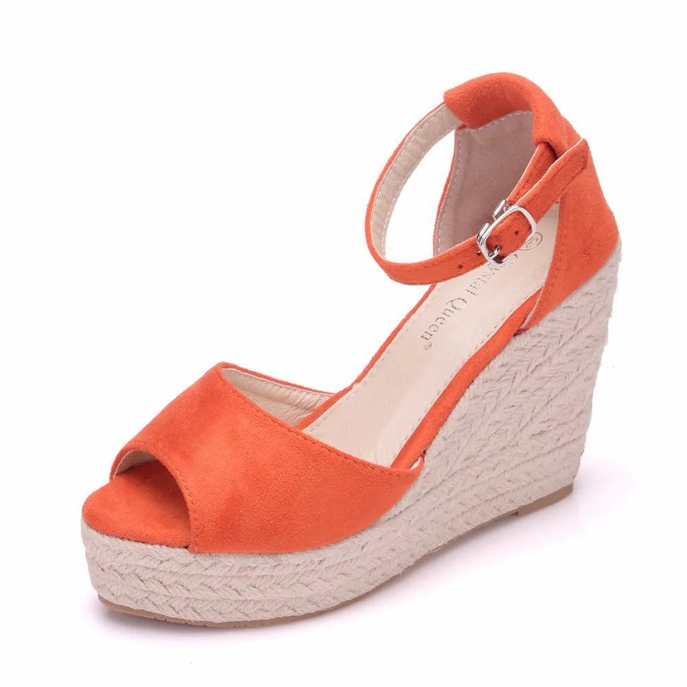 Women's peep toe wedges with ankle strap bohemia wedge sandals