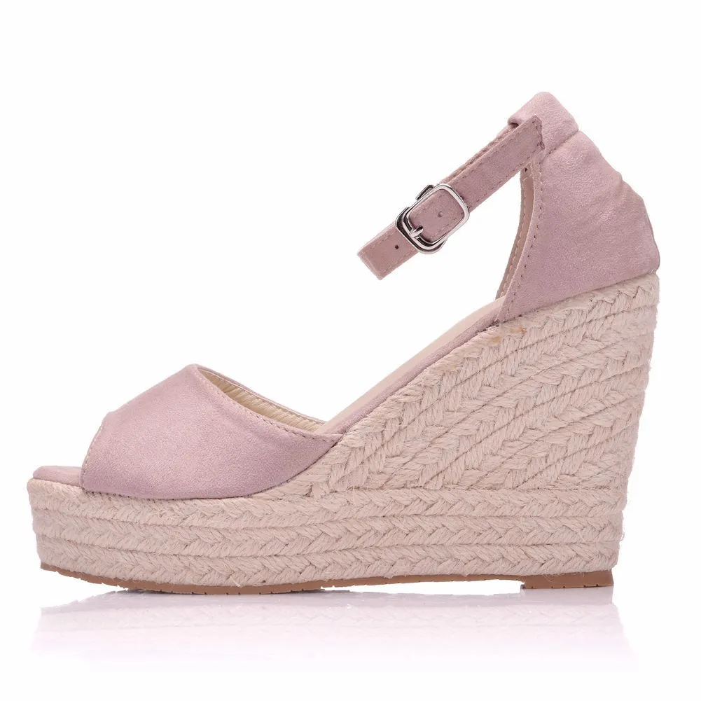 Women's peep toe wedges with ankle strap bohemia wedge sandals