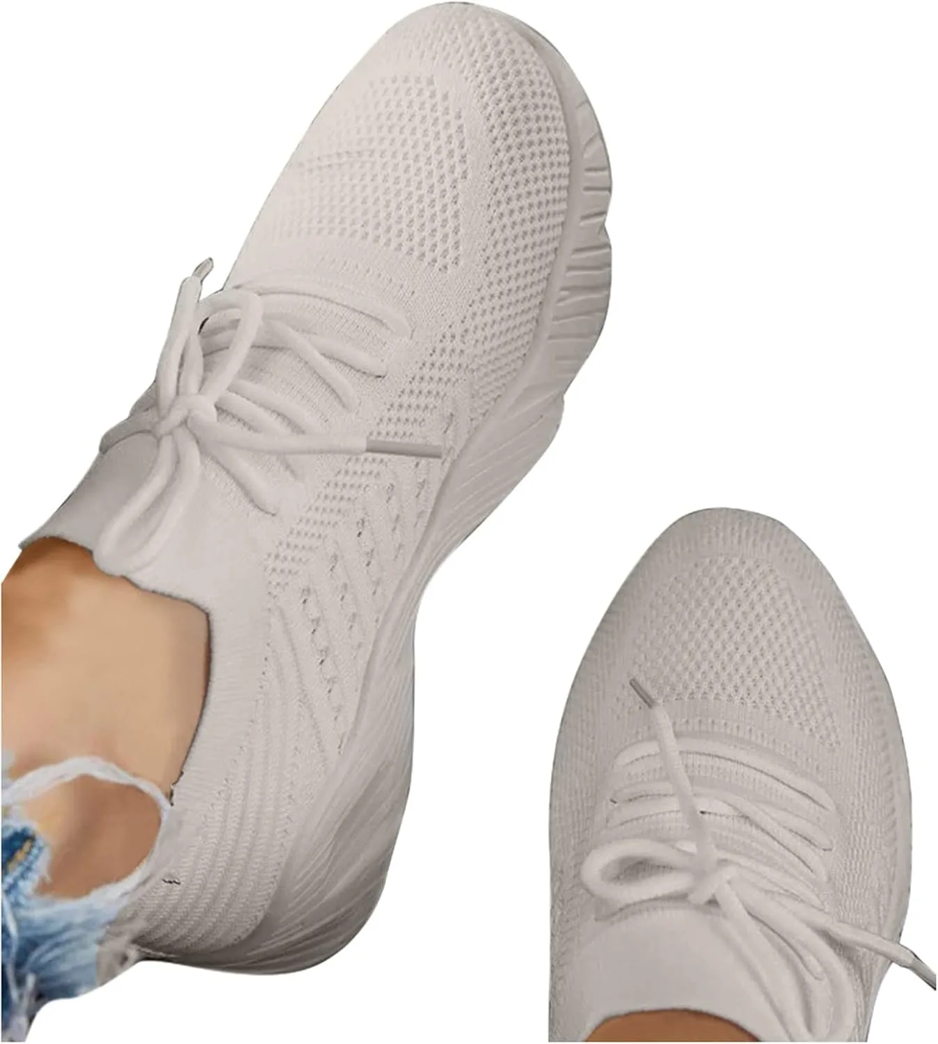 Women's Woven Orthopedic Breathable Soft Shoes Slip On Walking Shoes Arch Support Non Slip Lightweight Casual Comfortable Tennis