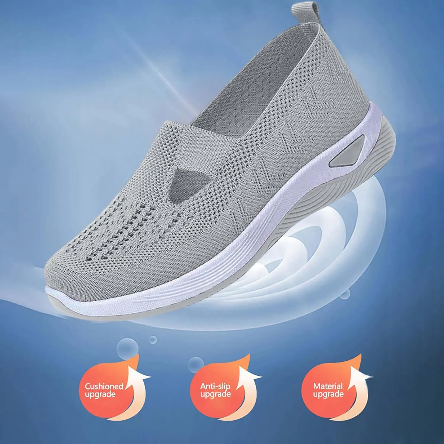 Women's Woven Orthopedic Soft Breathable Shoes Outdoor Comfort Fashion Casual Sneakers Wide Slip-on Tennis Shoes Arch Support Foam Shoes