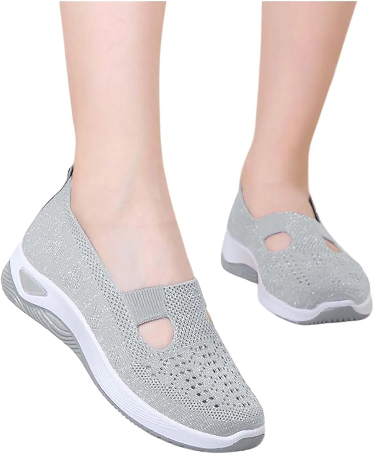 Women's Woven Orthopedic Soft Breathable Shoes Outdoor Comfort Fashion Casual Sneakers Wide Slip-on Tennis Shoes Arch Support Foam Shoes