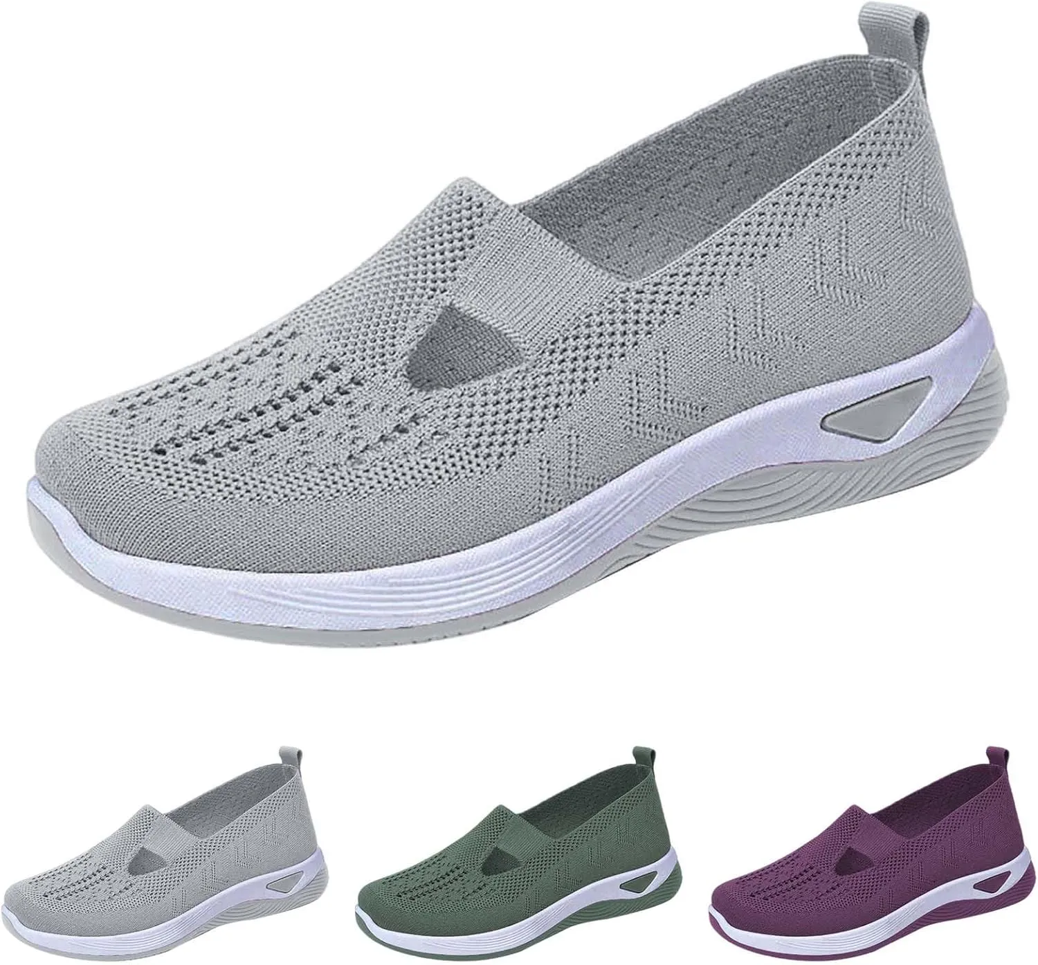 Women's Woven Orthopedic Soft Breathable Shoes Outdoor Comfort Fashion Casual Sneakers Wide Slip-on Tennis Shoes Arch Support Foam Shoes