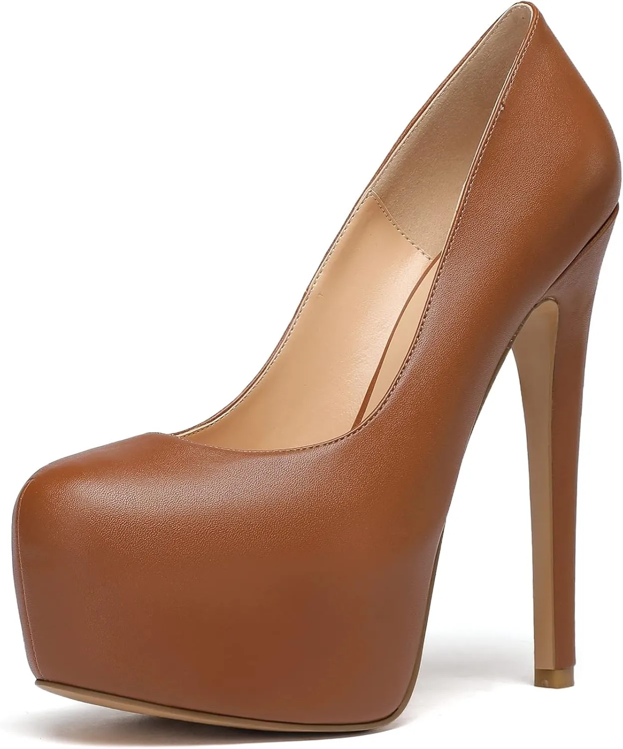 YODEKS Women's Round Toe Platform High Heels Pumps Slip On Elegant Dress Shoes