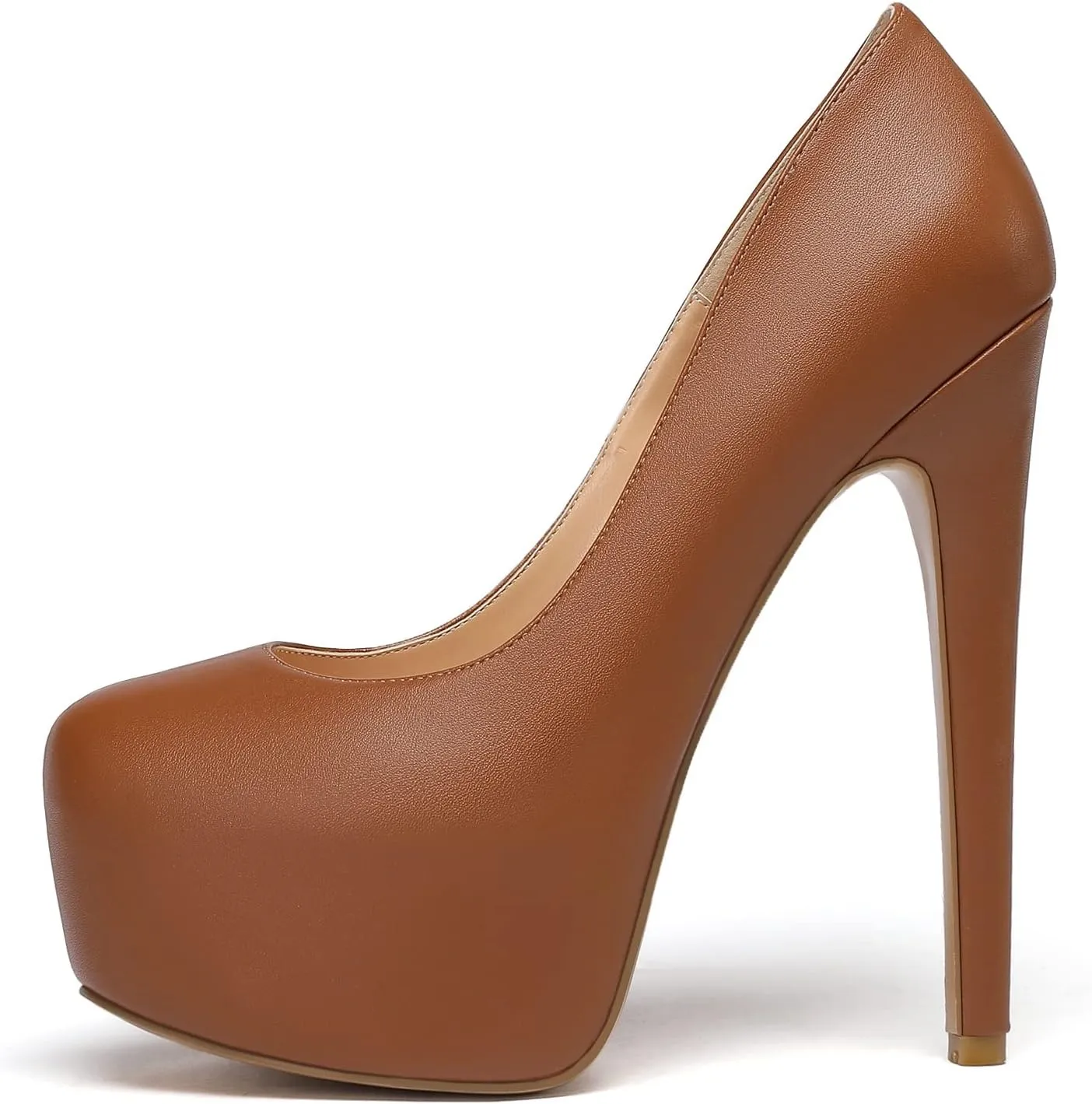 YODEKS Women's Round Toe Platform High Heels Pumps Slip On Elegant Dress Shoes